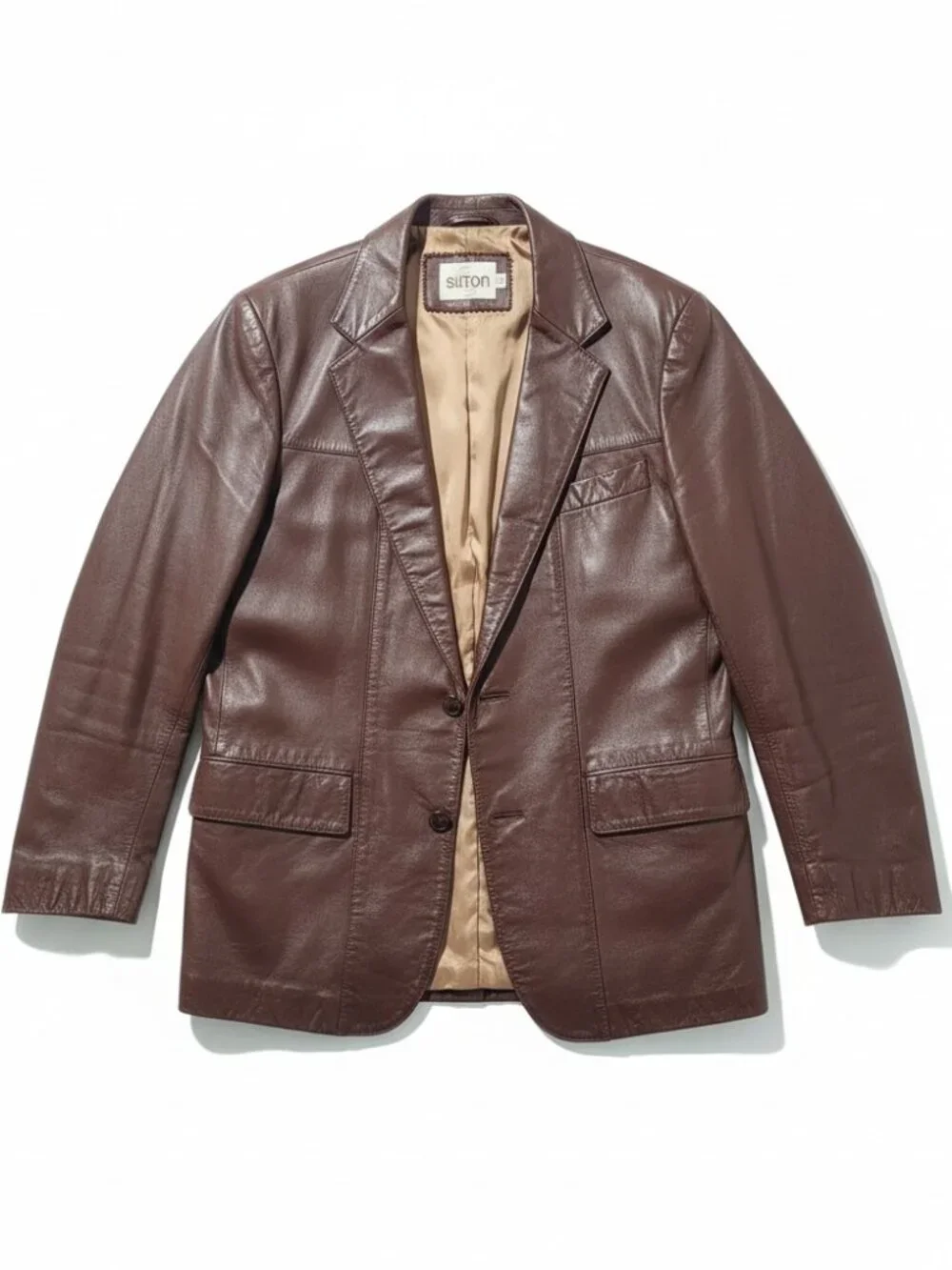 Vintage Silton Genuine Leather Blazer Brown Leather Jacket Size 38 Tailored